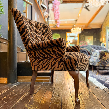 Belgravia Buttoned Wing Chair in Zebra Velvet