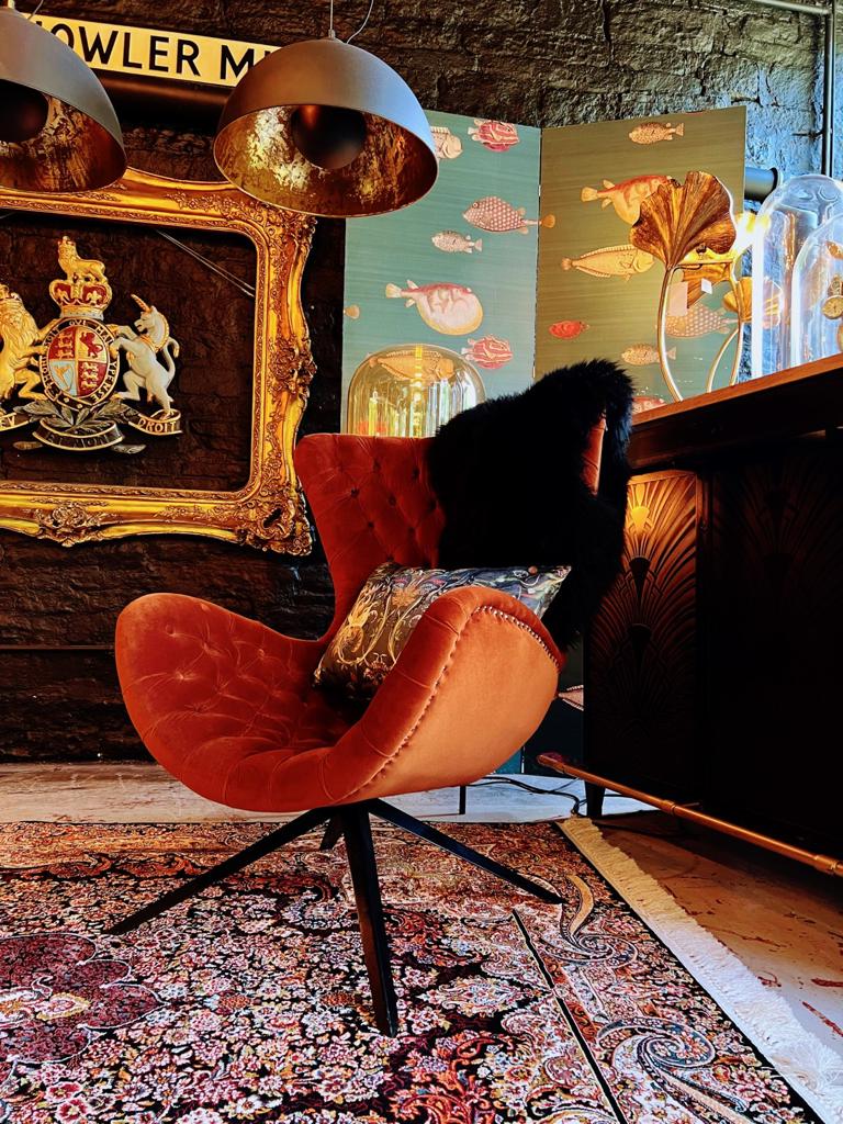 Orange discount velvet chair