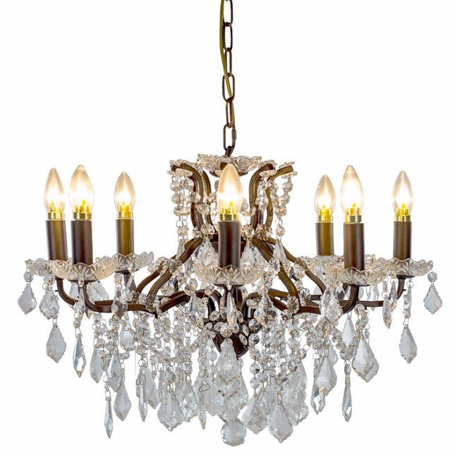 Chandelier Medium 8 Branch Glass Bronze