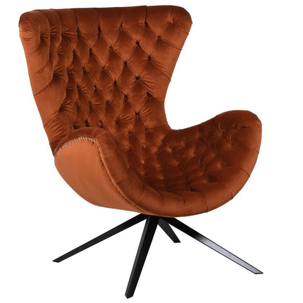 Accent Buttoned Egg Chair in Orange Velvet
