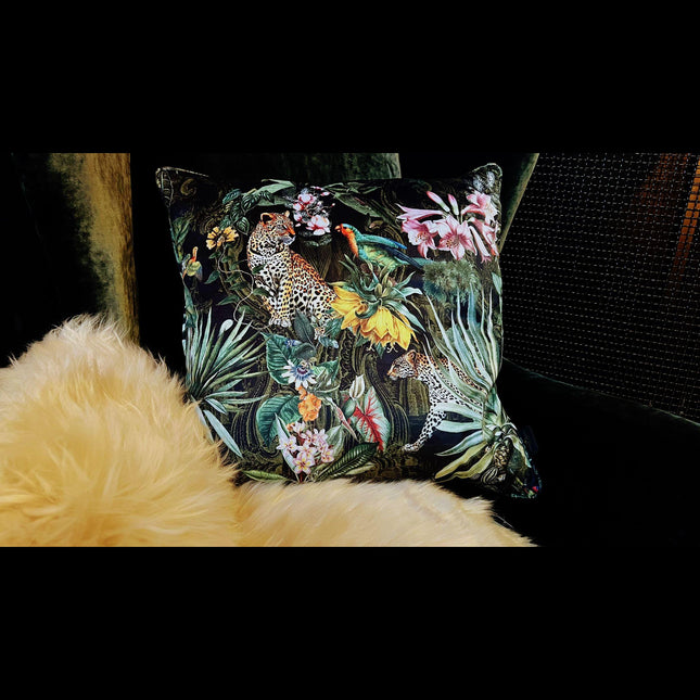 Cushion Limited Edition in Leopard Jungle Velvet (55 x 55cm) Feather Filled