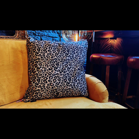 Cushion Limited Edition in Beige Leopard Velvet (55 x 55cm) Feather Filled
