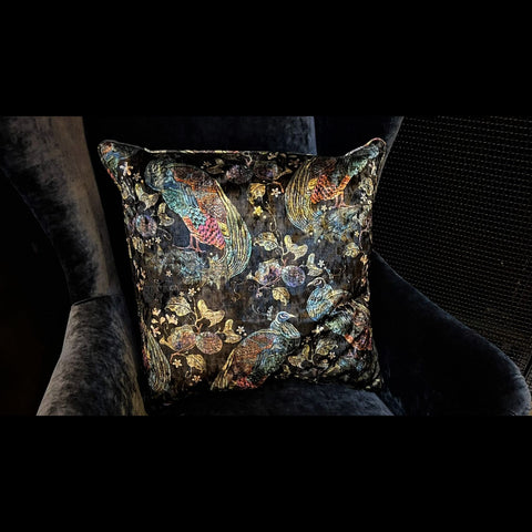 Cushion Limited Edition in Peacock Opulence Navy (55 x 55cm) Feather Filled