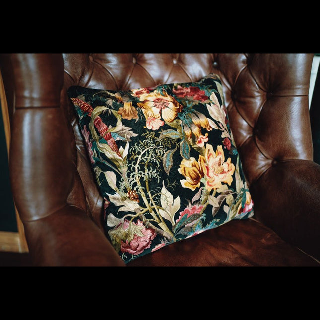 Cushion Large Scatter in Hepworth Midnight Floral (55 x 55cm) Feather Filled