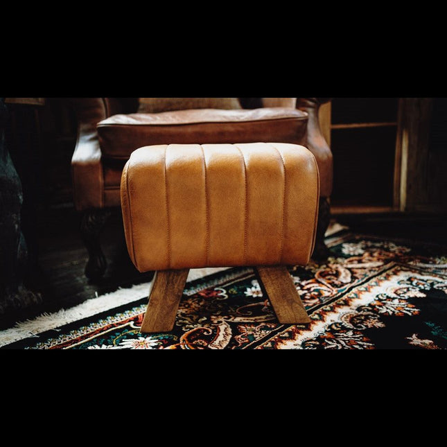 Footstool Brown Leather Pommel Horse