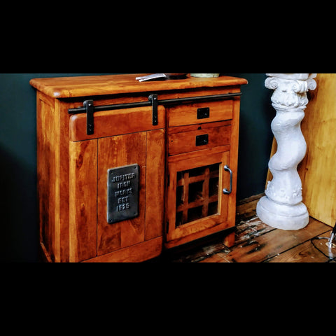 Mango Wood Bar Cabinet, 2 Drawer, 1 Door