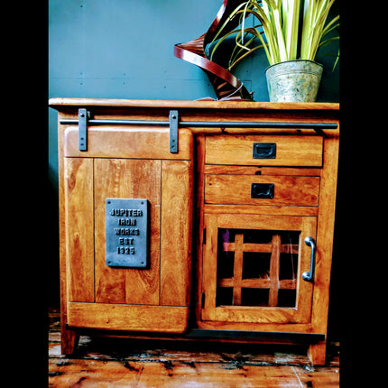 Mango Wood Bar Cabinet, 2 Drawer, 1 Door