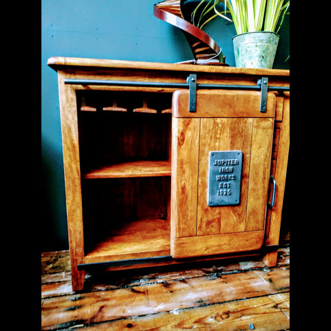 Mango Wood Bar Cabinet, 2 Drawer, 1 Door (100 x 40 x 90cm)