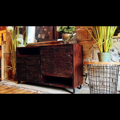 Large Black Wooden Sideboard (145 x 45 x 85cm) - Clearance