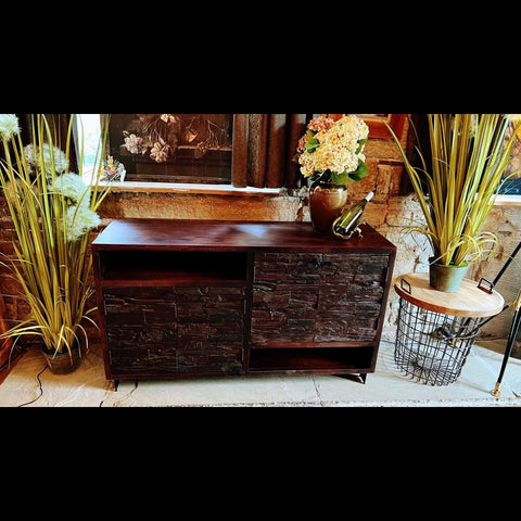 Large Black Wooden Sideboard (145 x 45 x 85cm) - Clearance