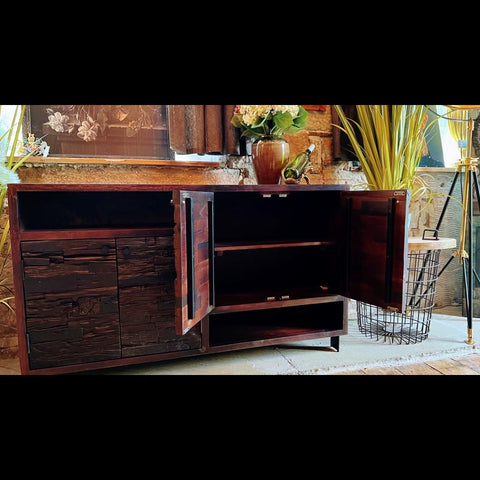 Large Black Wooden Sideboard - Clearance