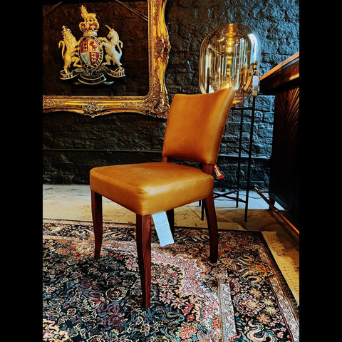 Paris Wooden Chair Caramel Leather (50 x 60 x 90cm) - Clearance