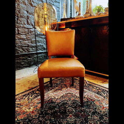 Paris Wooden Chair Caramel Leather (50 x 60 x 90cm) - Clearance