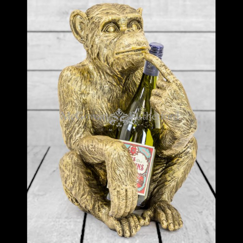 Decor Bottle Holder Antique Gold Monkey