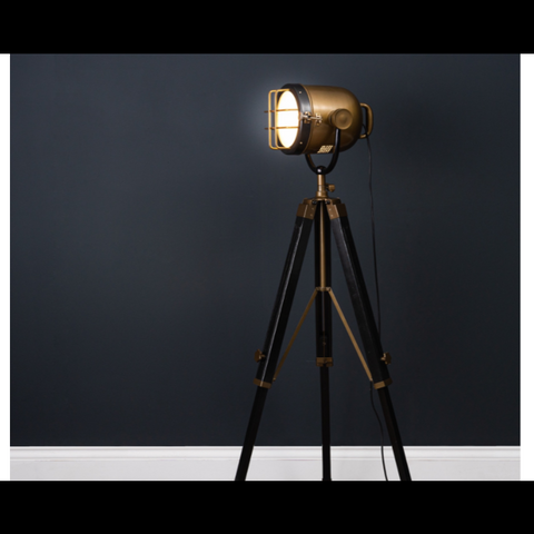 ZZZZ Floor Lamp Tripod Spotlight Industrial Brass and Black (31 x 31 x 140cm) Last Chance