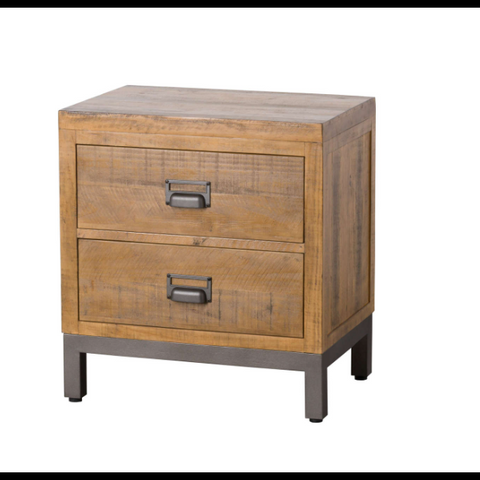 Draftsman Two Drawer Bedside Table (59 x 42 x 63cm)