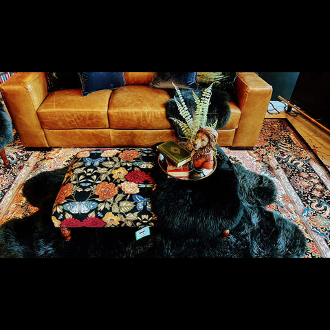 ZZZZ Selfridges Deluxe Footstool in Floral Butterfly Velvet