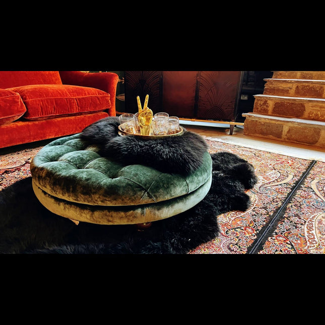 Loren Spink & Edgar Round Footstool in Opium Emerald