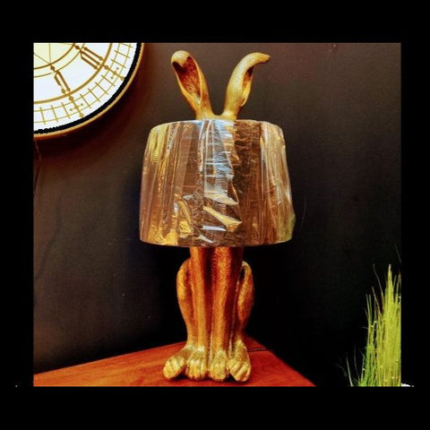 Table Lamp Gold Rabbit with Black Shade