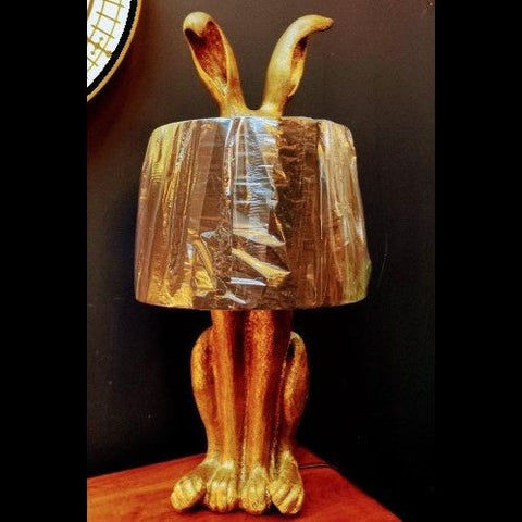 Table Lamp Gold Rabbit with Black Shade