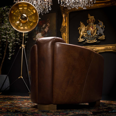 Cigar Armchair Brazilian Leather Cognac (75 x 80 x 70cm)