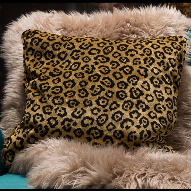 Cushion in Leopard Gold Feather Filled (Various Sizes)