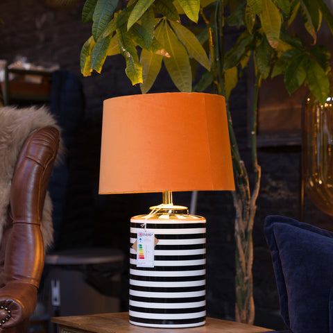 Table Lamp with Burnt Orange Velvet Shade (38 x 38 x 70cm)