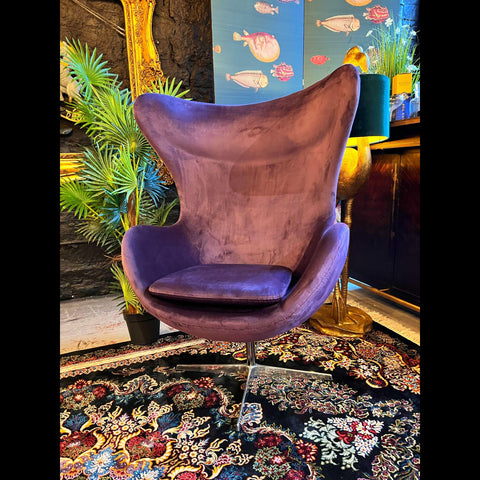 Bond Egg Chair Velvet Purple (85 x 77 x 120cm) Clearance