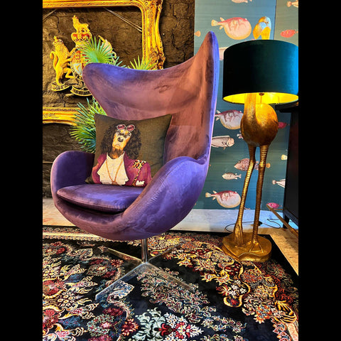 Bond Egg Chair Velvet Purple (85 x 77 x 120cm) Clearance