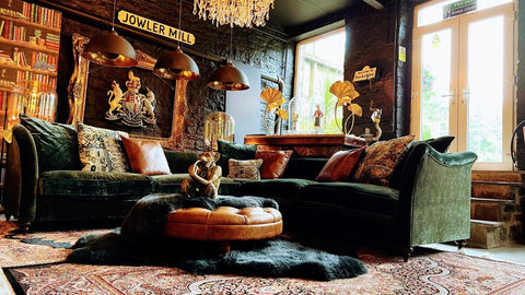 Fontaine Spink & Edgar Grand Corner Group Sofa in Opium Emerald