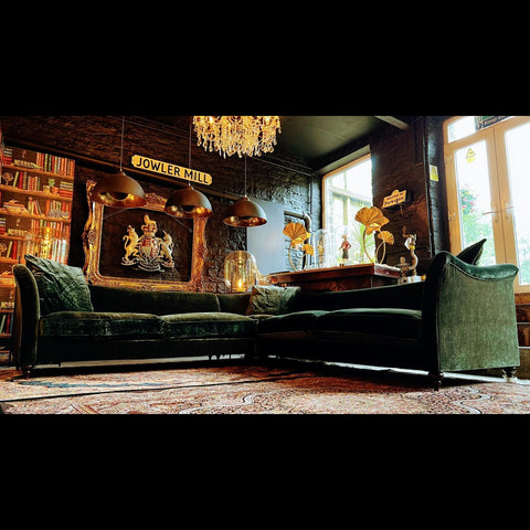 Fontaine Spink & Edgar Grand Corner Group Sofa in Opium Emerald