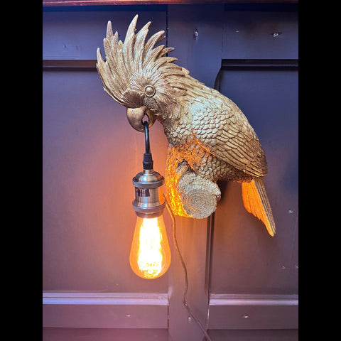 Gold Antique Parrot Wall Hanging Lamp Mount