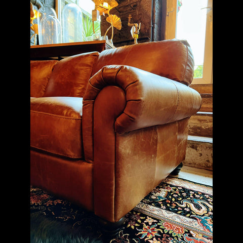 William 2C2 Corner Sofa in Aniline Brown Leather