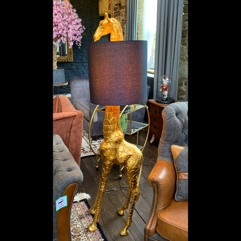 Floor Lamp Giraffe Gold with Black Shade (55 x 33.5 x 179cm)